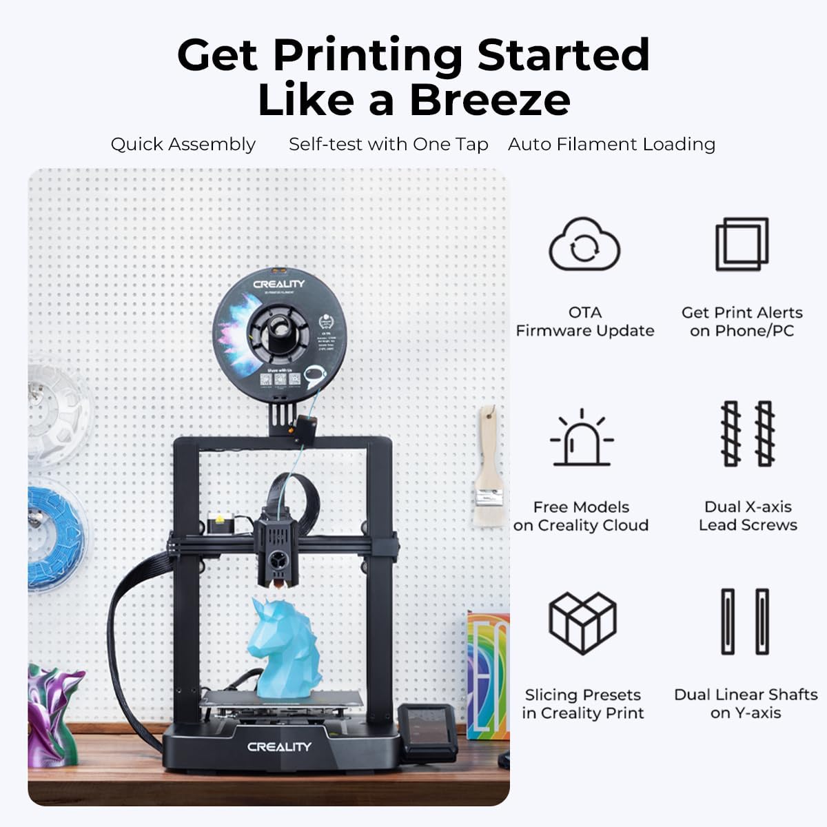 Creality Ender 3 V3 KE 3D Printer, 500mm/s MAX Printing Speed X-axis Linear Rail CR Touch Auto Leveling Upgraded Sprite Direct Extruder Print Size 8.66 * 8.66 * 9.44 Inch