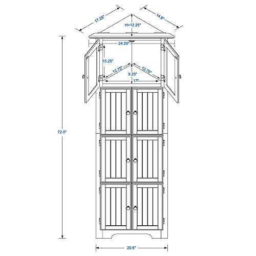 72" Tall Corner Storage Cabinet with Doors and 4 Shelves, Modern Floor Freestanding Tall Cabinet Storage Unit for Living Room, Kitchen, Office, Bedroom, Bathroom, Easy to Assemble - Black
