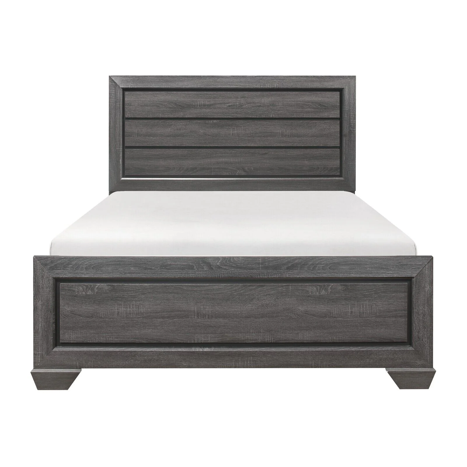 Contemporary 5pc Queen Size Bedroom Set Gray Finish Bed Dresser Mirror Nightstand Wooden Bedroom Furniture