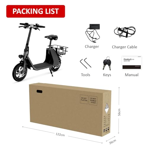 WINDHORSE Peak 680W Electric Scooter with Seat, 20 Miles Range Foldable Electric Scooter for Adults 300LBS Max Load, E Scooter for Commuting with Basket, 20 MPH Max Speed, 12.5" Tires