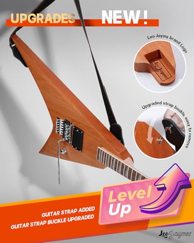 Leo Jaymz DIY Single Cut Electric Guitar Kits with Mahogany Body and Neck - Rosewood Fingerboard and All Components Included (LP Hollow)