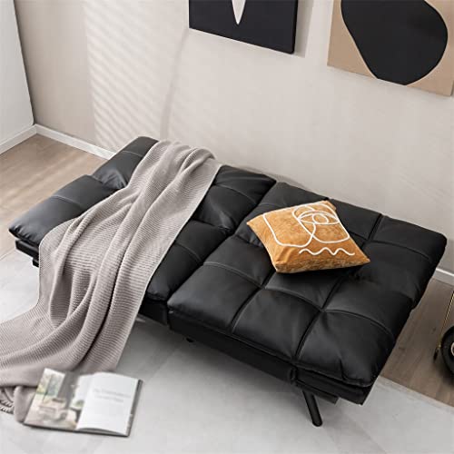 Convertible Futon Sofa Bed Memory Foam Couch Sleeper W/Adjustable Armrest Black