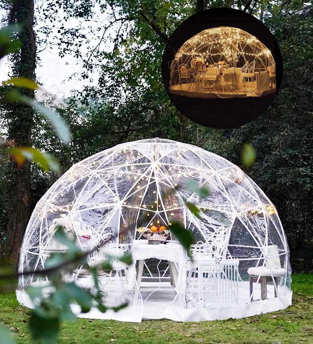 Bubble Tent Dome House Camping 12ft, Garden Outdoor Clear Shelter Geodesic 5-7 Person for Backyard Patios, Canopy Gazebos Screen House Room Lean to Greenhouse