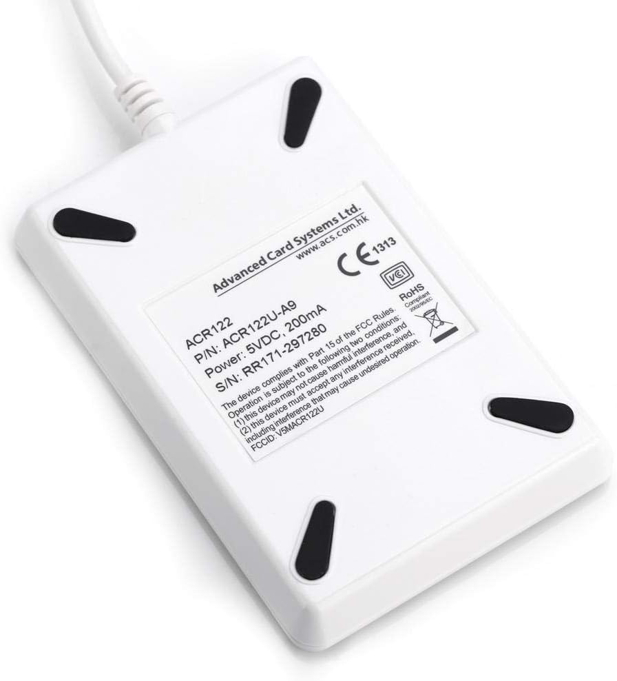 NFC Reader Writer, Contactless Smart Card Reader, NFC Reader Writer, ACR122U ISO 14443A / B + Free Software in White