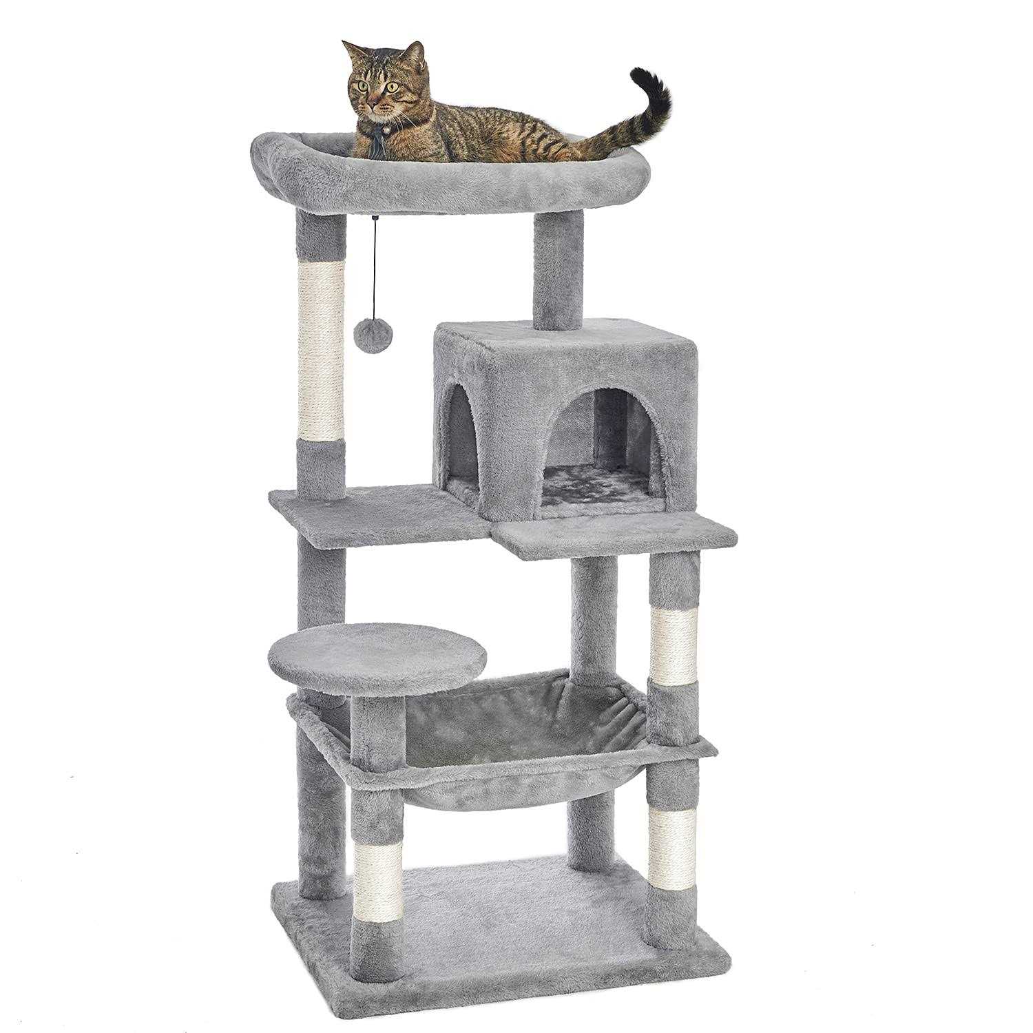 Catinsider 46.5 inches Cat Tree Multi-Level Cat Tower with Sisal-covered Scratching Posts Plush Perches Hammock and condo for ca - Pet Supplies online store