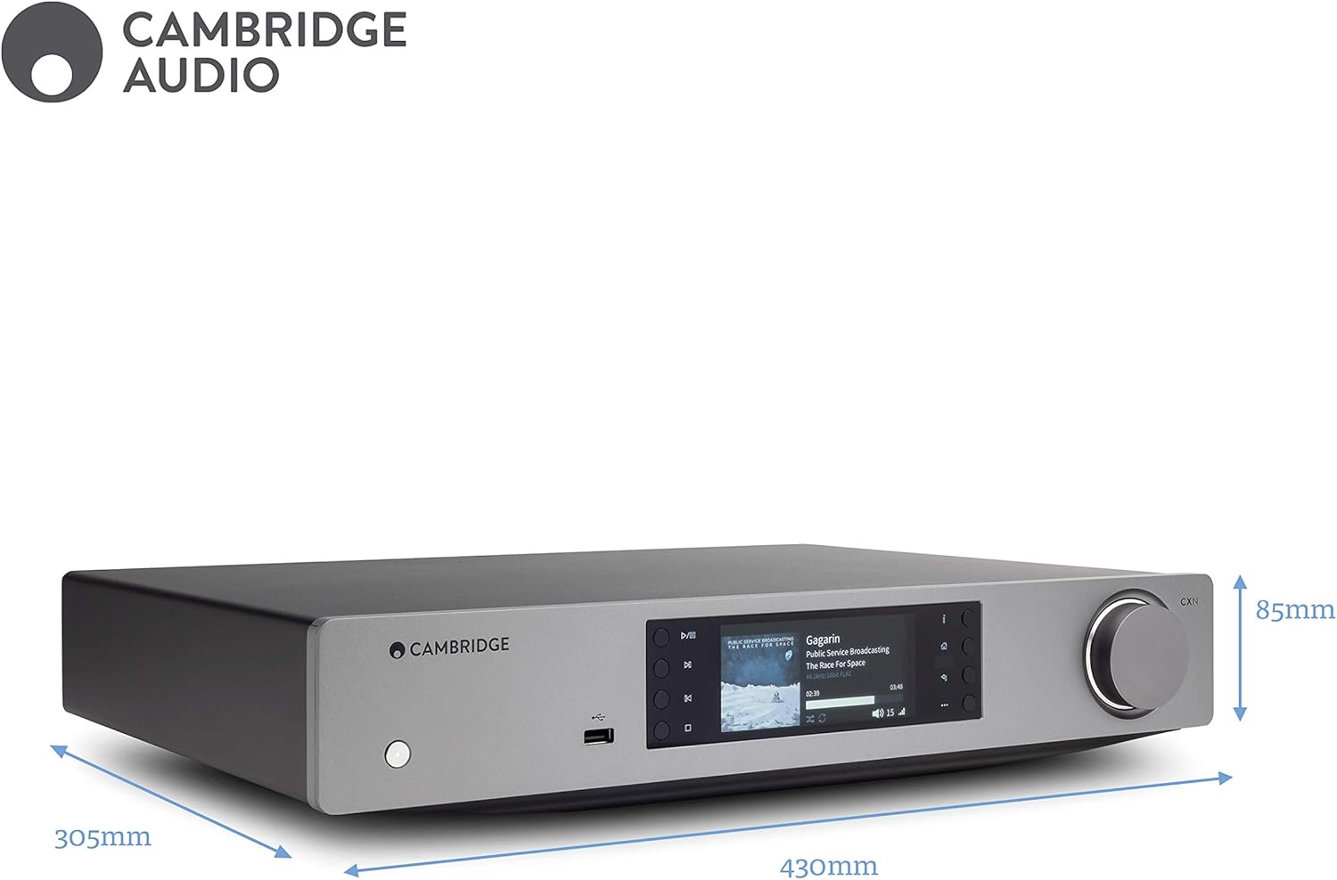 Cambridge Audio CXN V2 Stereo Network Streamer - All-in-One Wireless Media Streaming with WiFi (Lunar Grey)