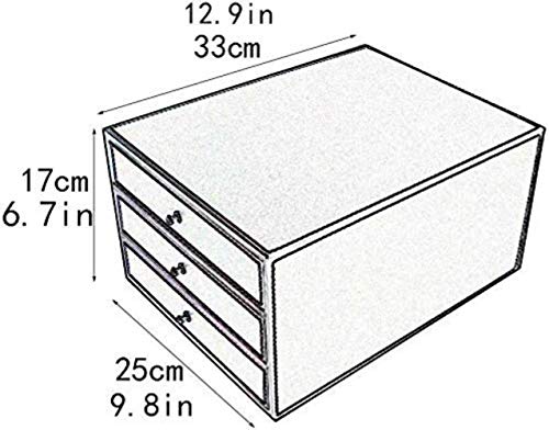 File Cabinets 3 Drawers Desktop Data Storage Box Leather Office Cabinet 25 * 33 * 17cm Home Office Furniture (Black)