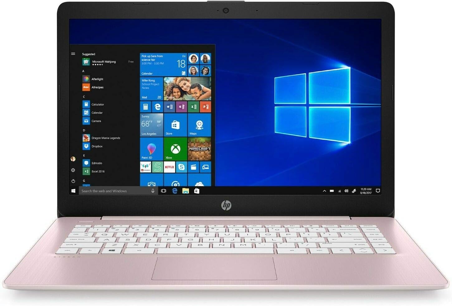 HP Stream 14 Pink - Celeron N4000 - 4 GB RAM - 64 GB eMMC Storage - 14 LCD - Wireless - Bluetooth - Webcam - Windows 10 S