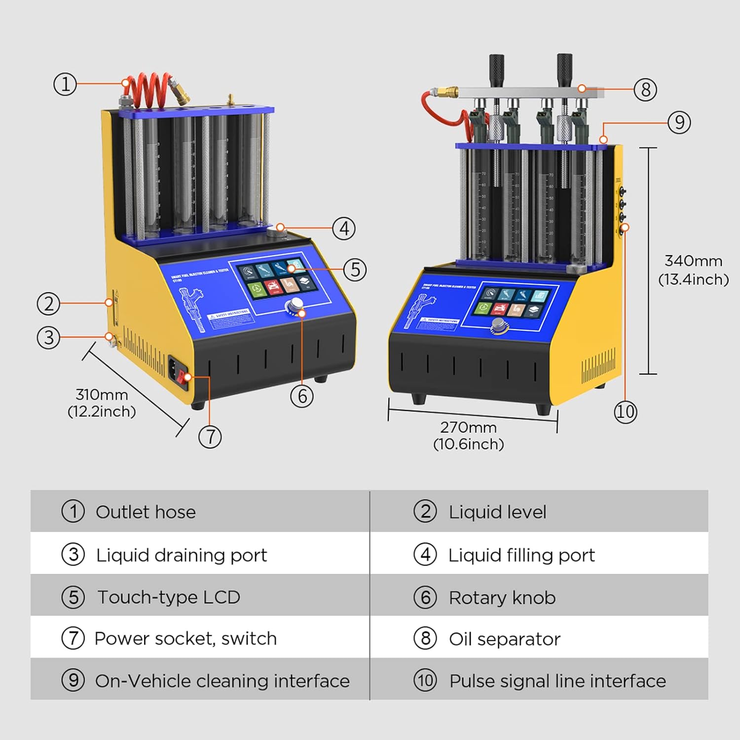 FXTUL Fuel Injector Cleaner Kit Injector Cleaner Tester Machine with 4-Cylinder Fuel Injection Cleaner Tool 220V/110V Automotive Fuel Injection System Cleaning Machine for Motorcycle Vehicle