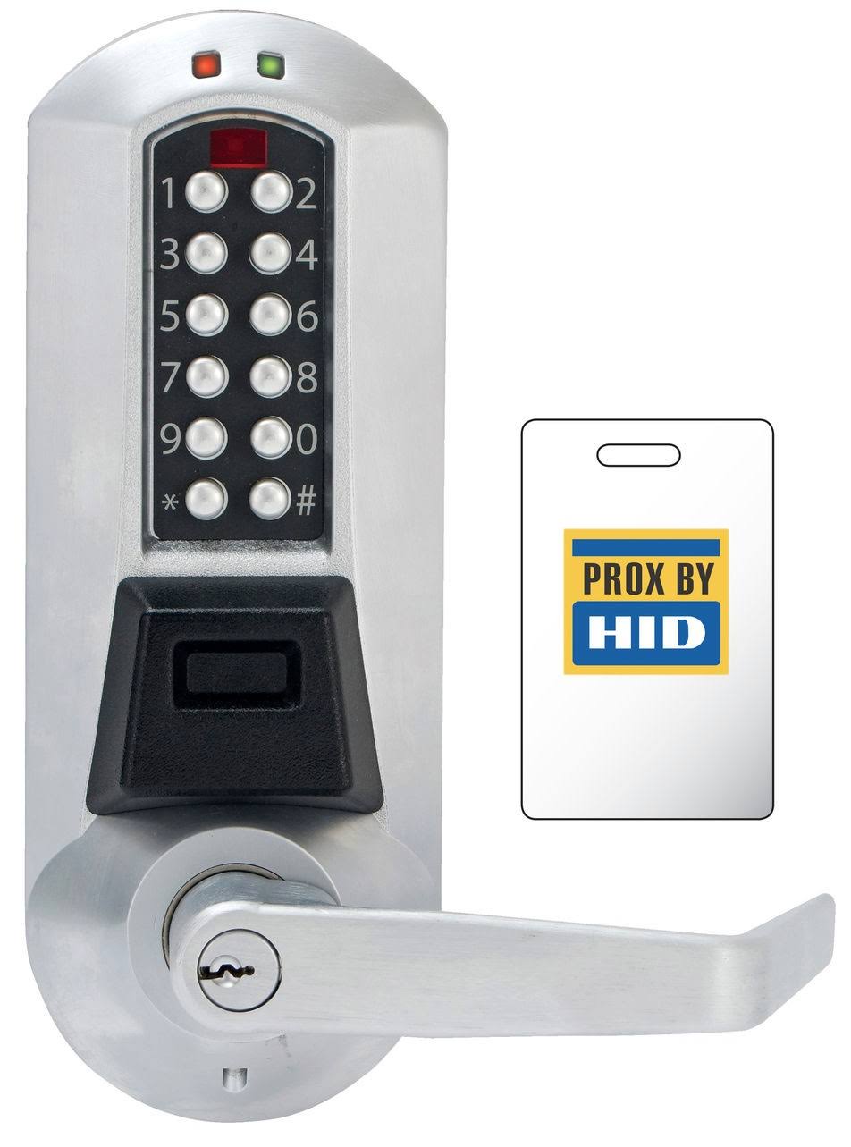 Kaba E-Plex E5731 Electronic Pushbutton and Prox Card Lock | Satin Chrome