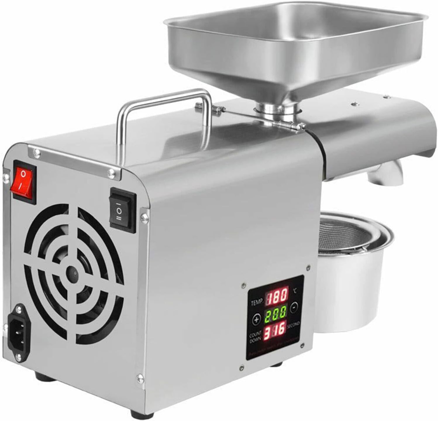 Oil Press Machine, 110V 610W Automatic Oil Extractor Stainless Steel Organic Oil with Temperature Control for Home & Commercial Use
