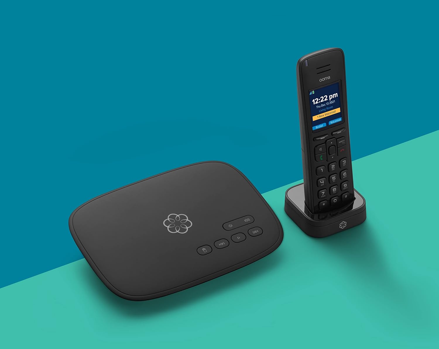 Ooma HD3 Handset cordless phone with picture caller-ID and HD voice quality, Works only with Ooma Telo VoIP free Internet home phone service.