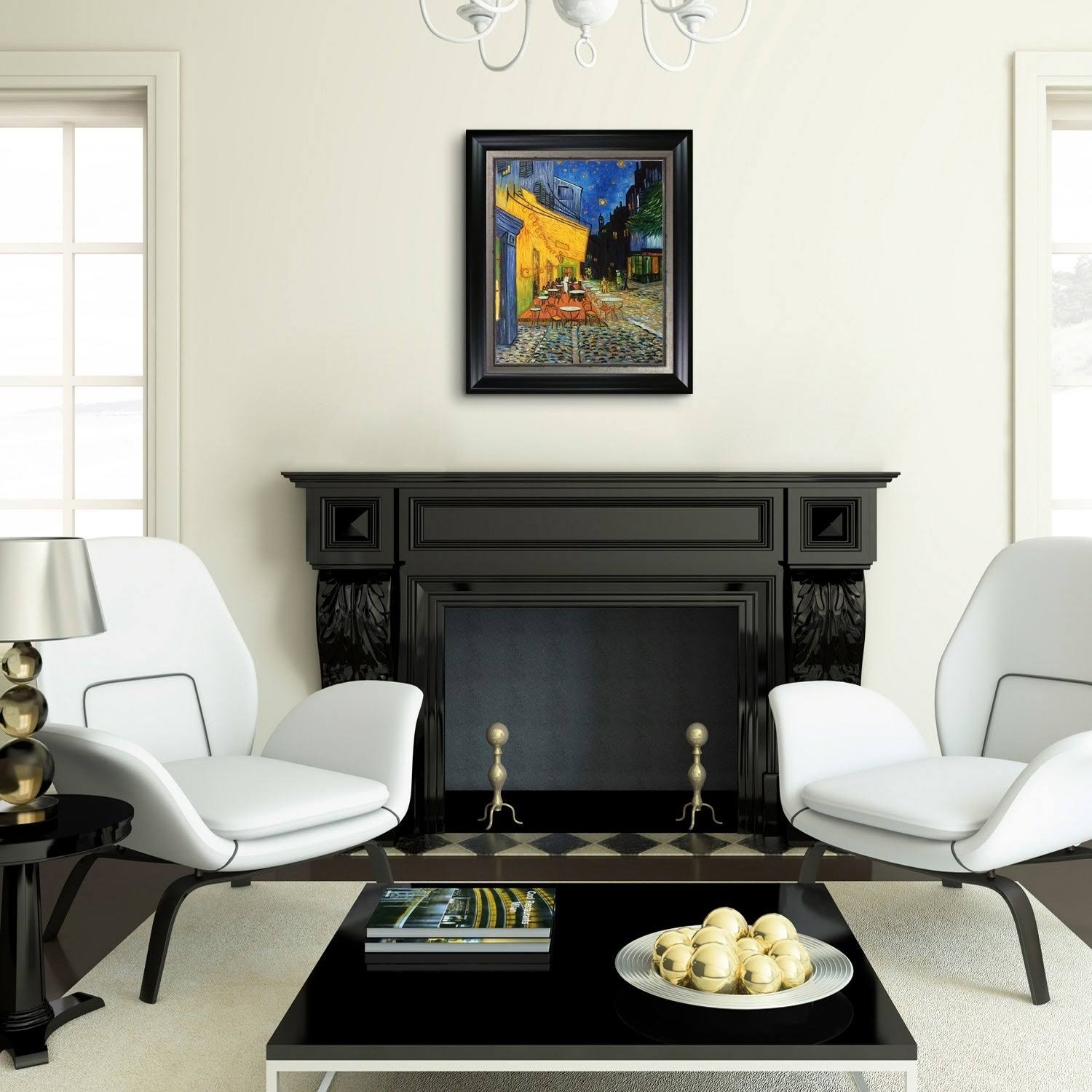 La Pastiche Vincent Van Gogh &Cafe Terrace at Night& (Luxury Line) Hand Painted Framed Oil Reproduction on Canvas
