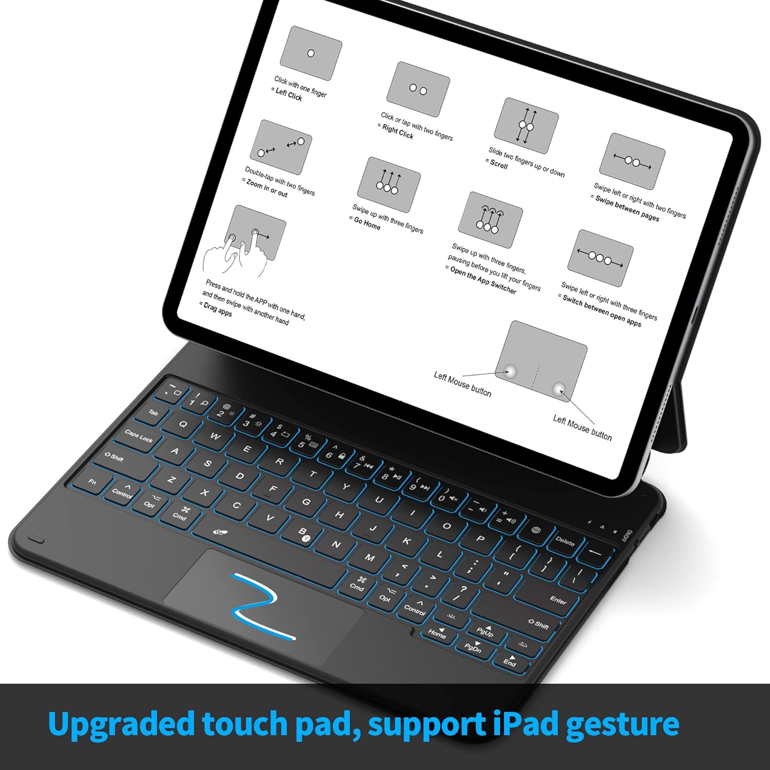 WIWU Magnetic Keyboard Case for iPad Pro 12.9‑inch, iPad Keyboard Case with iPadOS Shortcuts, Floating Cantilever Stand, Wireless Bluetooth, Attaches Magnetically, Multi-Touch Trackpad,7-Color Backlit