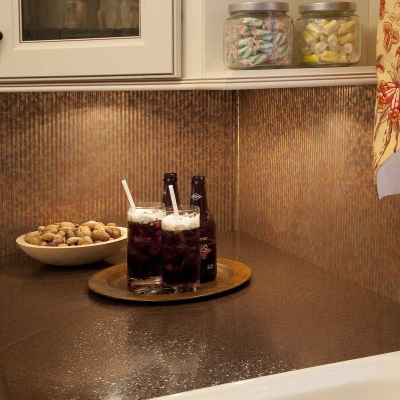 Fasade 18in x 24in Rib Cracked Copper Backsplash Panel (5 Pack)
