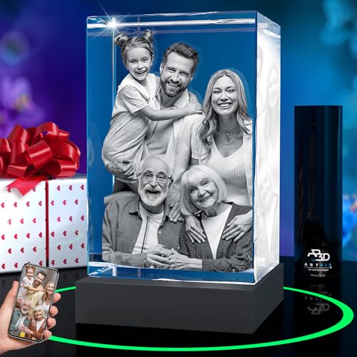 ArtPix 3D Premium Crystal Photo, Personalized Gifts for Mom, Women, Wife, Men, Her, Husband,Grandma, Great Customized Gift With Your Own Photo, Custom Birthday 3D Picture Rectangle, Couples Gifts