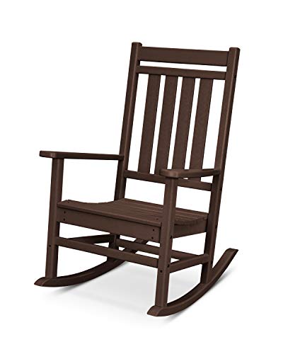 POLYWOOD Estate Rocking Chair, Outdoor Porch Rocker, All-Weather HDPE Patio Furniture, Adult Size, Made in USA, Black
