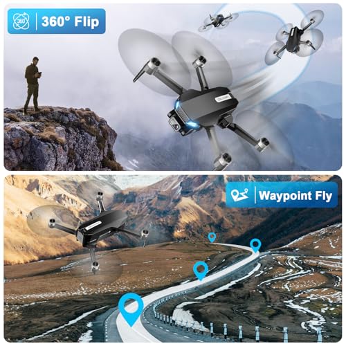 Drone with Camera, 2K HD FPV Drone with Brushless Motor, Altitude Hold, Gesture Selfie, 3D Flips, Waypoint Fly, One Key Take Off/Landing, Foldable Mini Drones for Adults and Beginners
