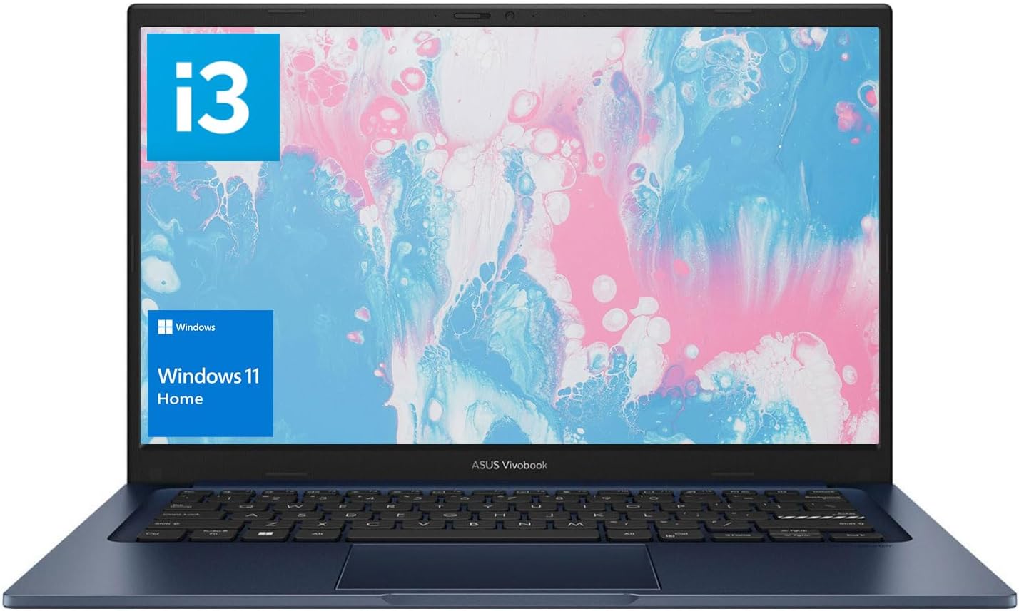 ASUS Vivobook Laptop, 14" FHD Display, i3-1215U, 16GB RAM, 1TB SSD, Wi-Fi 6, HDMI, Webcam, Touchpad, Windows 11 Home, Blue