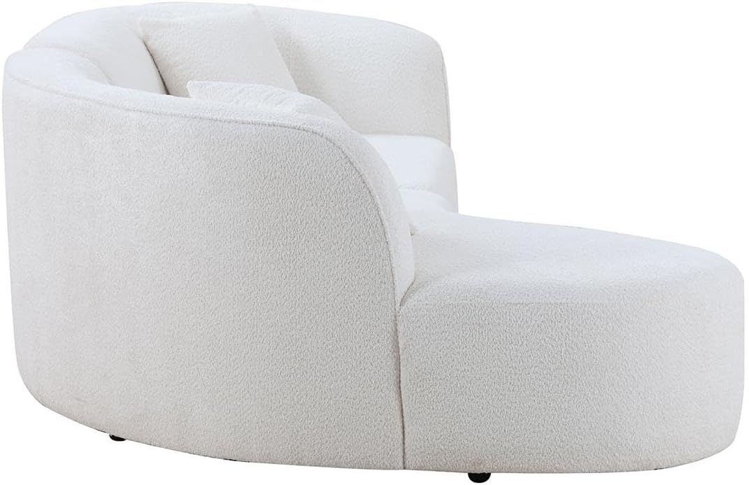 Luxury Modern Style Living Room Upholstery Curved Sofa with Chaise 2 Set, Left Hand Facing Sectional, Boucle Couch, White