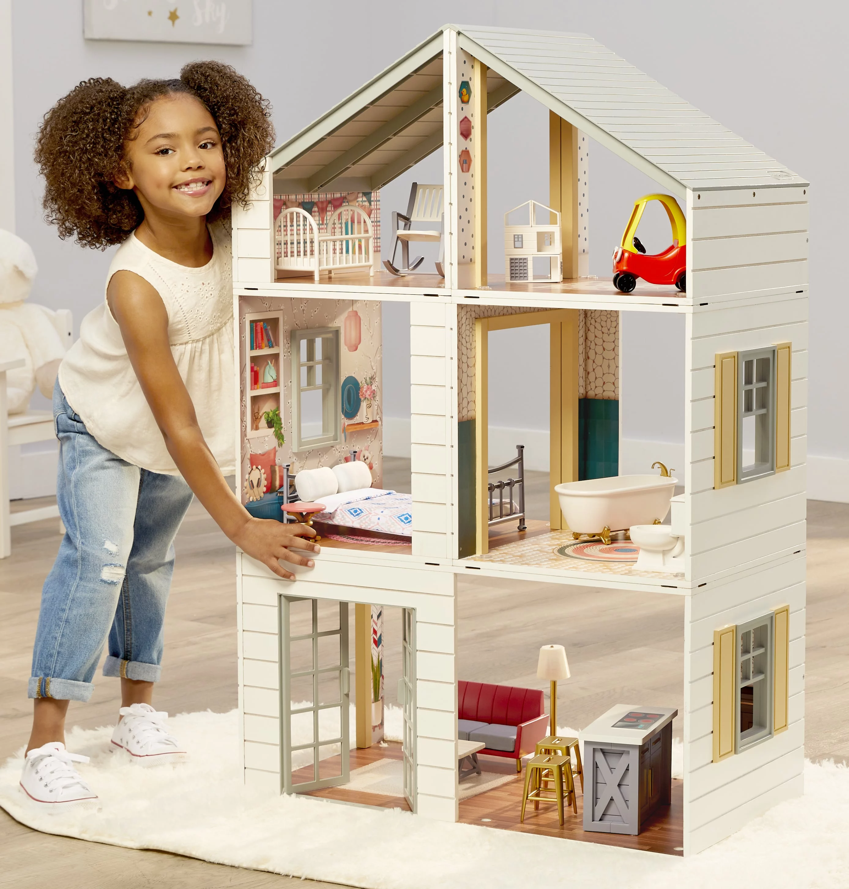 Little Tikes Real Wood Stack ‘N Style Dollhouse with 14 Accessories