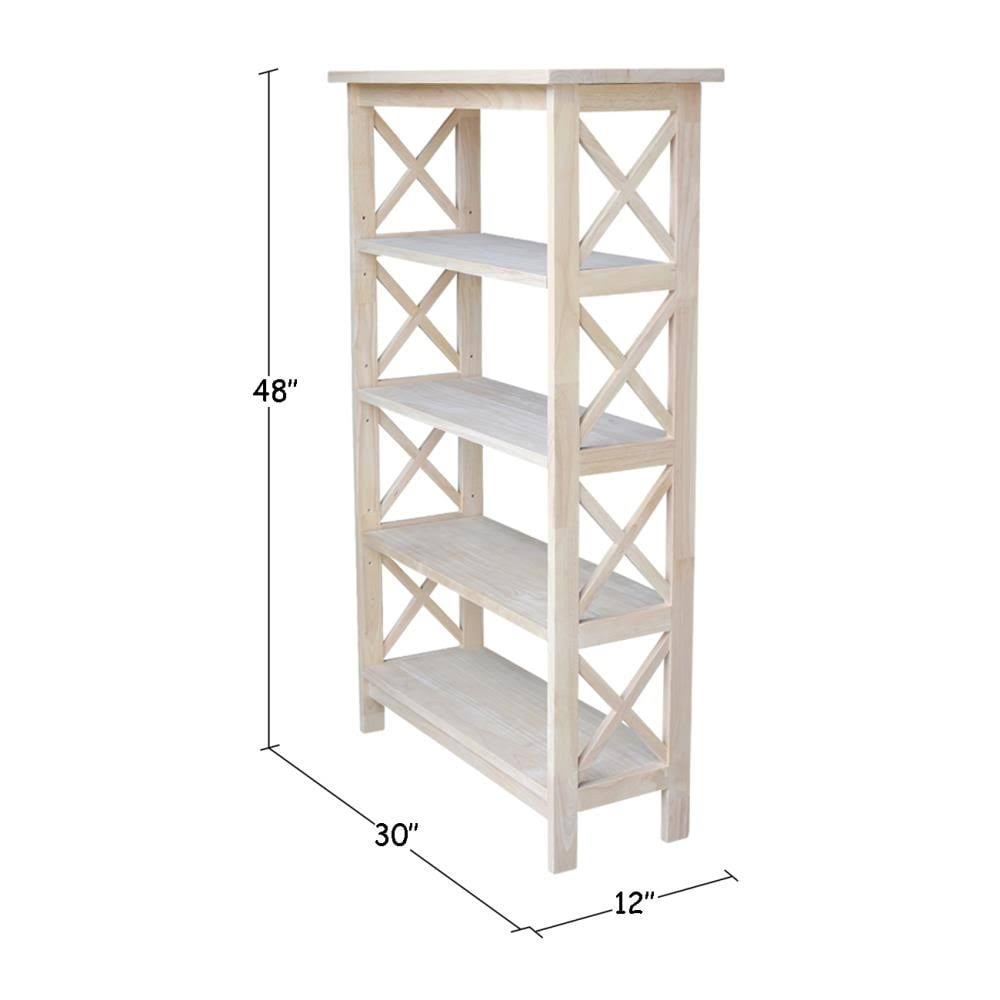 International Concepts Unfinished Wood 4-Shelf Bookcase in Brown | SH-4830X