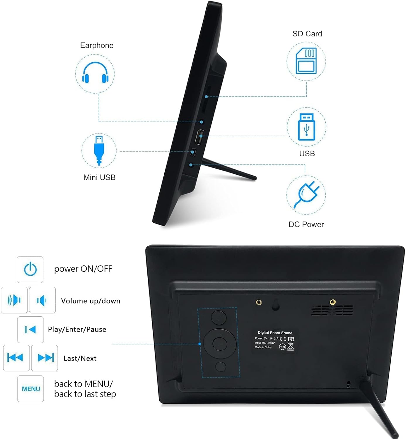 FRAMEO Smart Digital Photo Frame WiFi 10.1 Inch 1920×1200 FHD IPS Touch Screen, 16GB Storage, Support USB/SD Card, Auto-Rotate, Wall-Mountable, Easy Share Photos or Videos via Free App