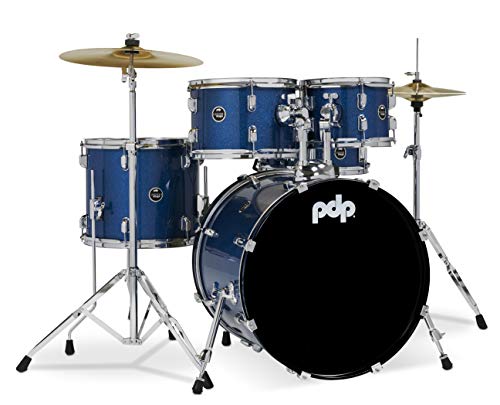 Pacific Drums Center Stage Complete Drumkit, 5 Drum Set, Iridescent Black Sparkle, 7x10, 8x12, 14x16 Floor, 16x22 Kick, 5x14 Snare (PDCE2215KTIB)