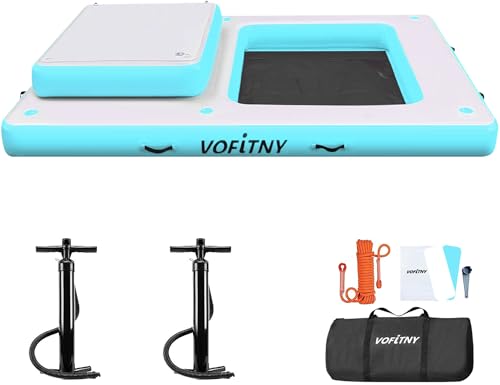 VOFiTNY Inflatable Floating Dock, Swim Platform Floating Dock for Lakes, Lake Floats for Adults, Island Raft Mat for Lake Beach Ocean, Non-Slip Surface