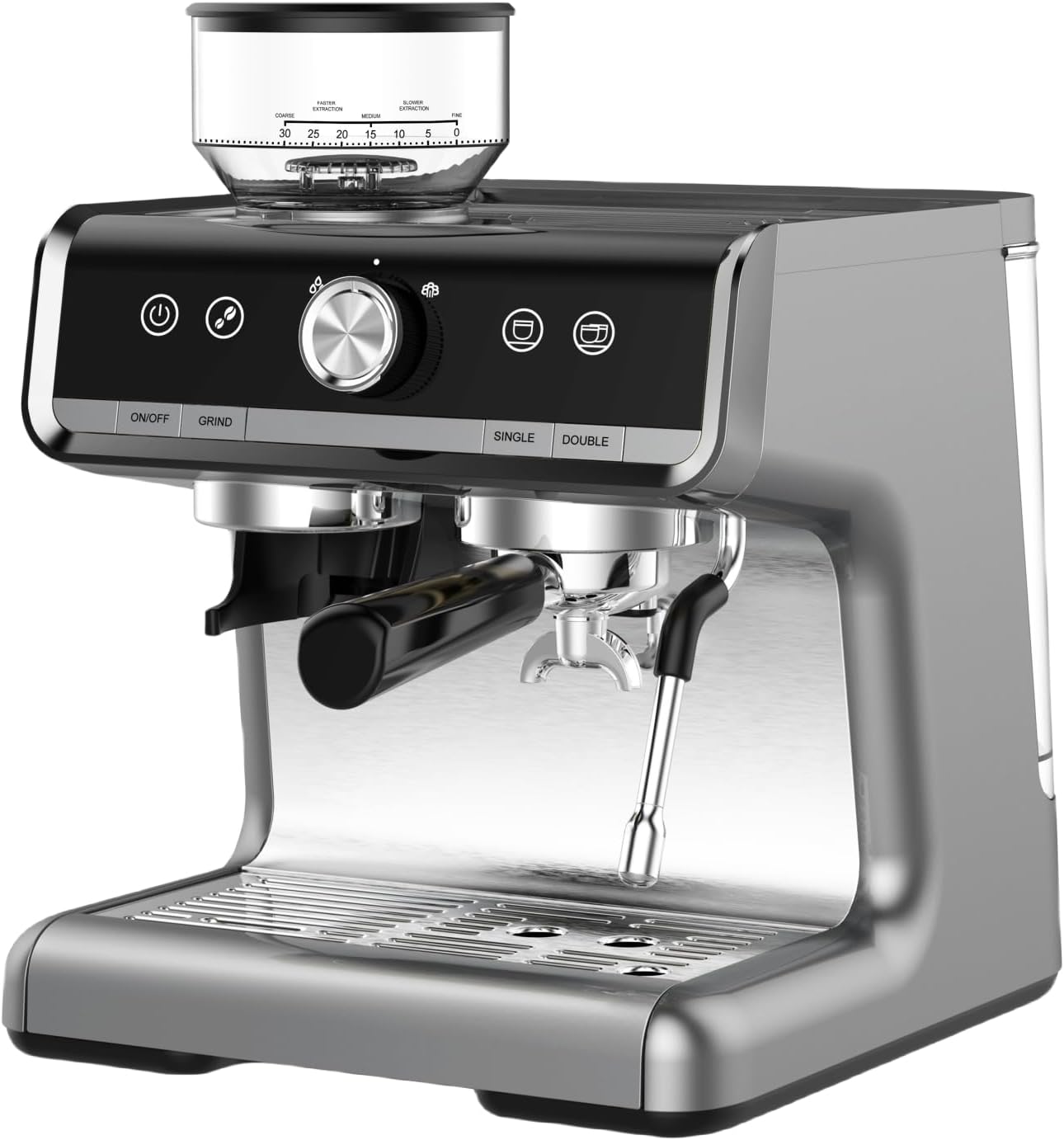 Espresso Machine With Grinder, Professional Espresso Maker With Milk Frother Steam Wand, Barista Latte Machine With Removable Water Tank for Cappuccinos or Macchiatos
