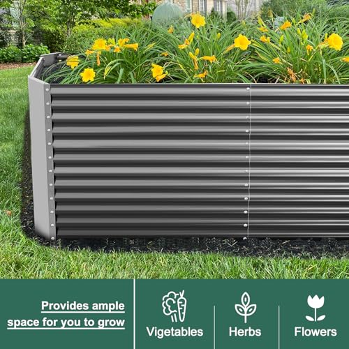 Land Guard 8x4x3ft Rectangular Galvanized Raised Garden Beds, 36" Tall Large-Capacity Metal Planter Box Outdoor, Durable Deep Raised Garden Bed, Raised Beds for Gardening Vegetables, Classic Silver