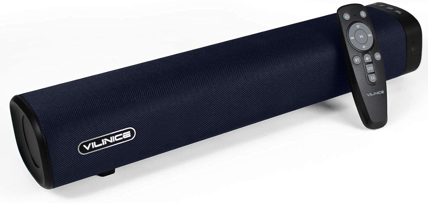 50W Sound Bar, VILINICE 16-Inch Soundbars for TV, 3 EQ Modes, Small Soundbar with Wireless Bluetooth 5.0, Optical/Aux/USB/RCA Connection, Built-in DSP, Remote Control,Wall Mountable