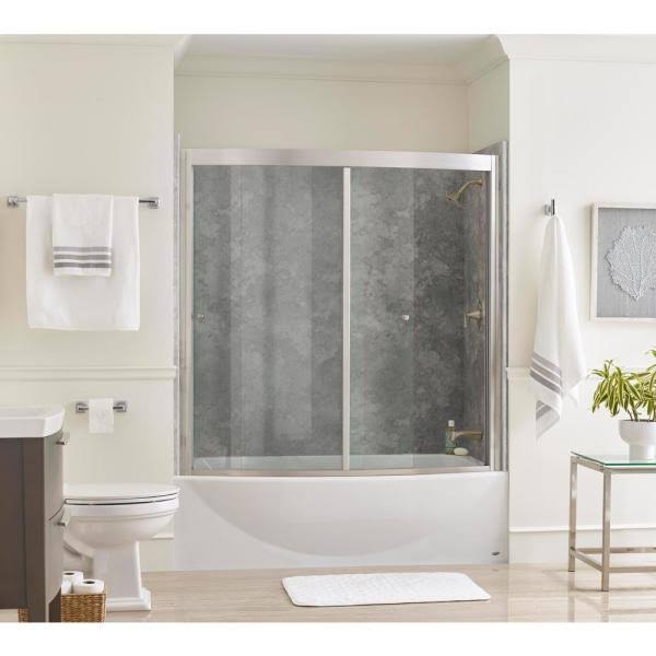 American Standard Passage 32 in. x 60 in. 4-Piece Glue-Up Alcove Bath Wall in Gray Concrete
