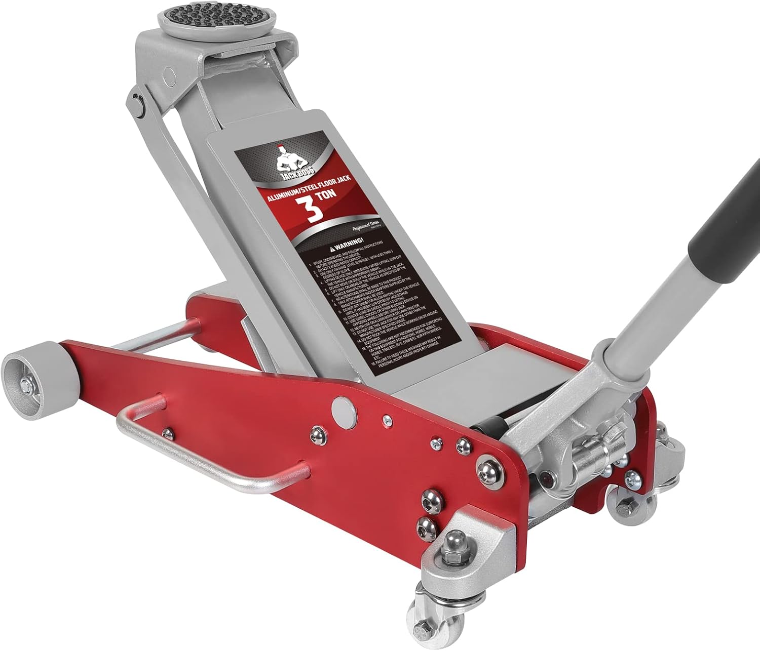 Jack Boss 3 ton Hydraulic Aluminum and Steel car Floor Jack,6600 lbs Capacity,Low Profile Lightweight Construction Trolley Jack with Dual Piston, Quick Lift