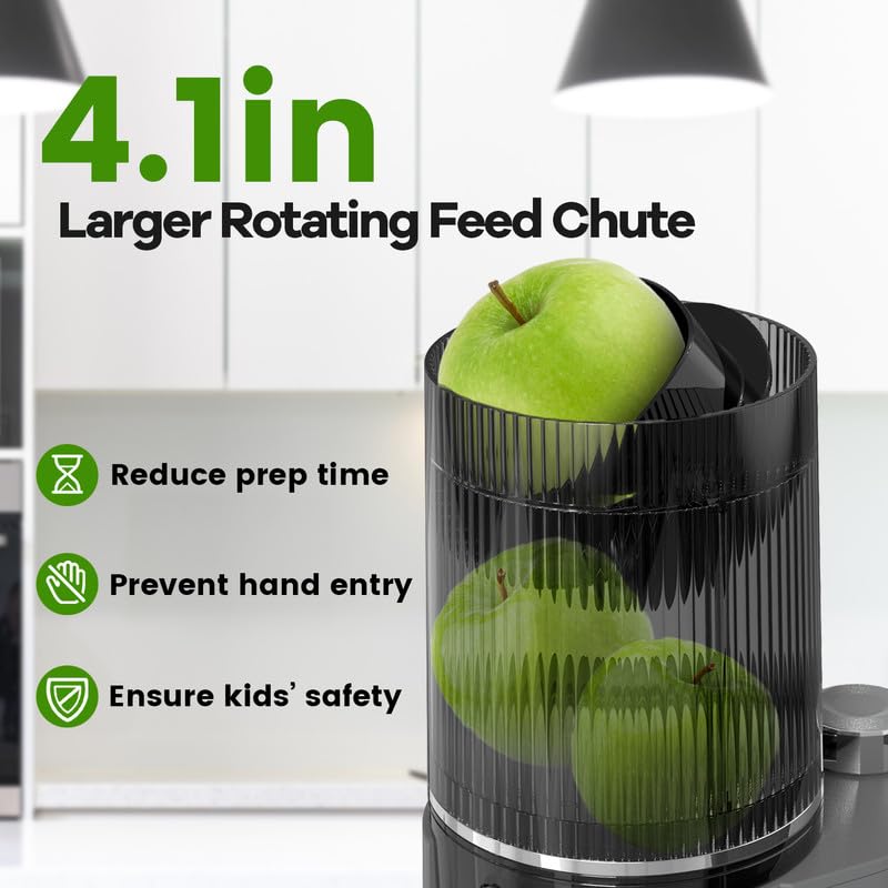 Cold Press Juicer, 5.4" Extra Large Feed Chute Fit Whole Fruits & Vegetables, 350W Professional Slow Masticating Juicer Machines, Easy to Clean