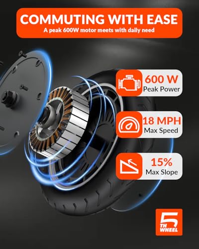 5TH WHEEL V20 Pro Electric Scooter, 10" Solid Tires, 350W Motor & 18 MPH, Turn Signals and Dual Brakes, APP Control & E-Lock, Portable and Foldable Commuter Electric Scooter for Adult
