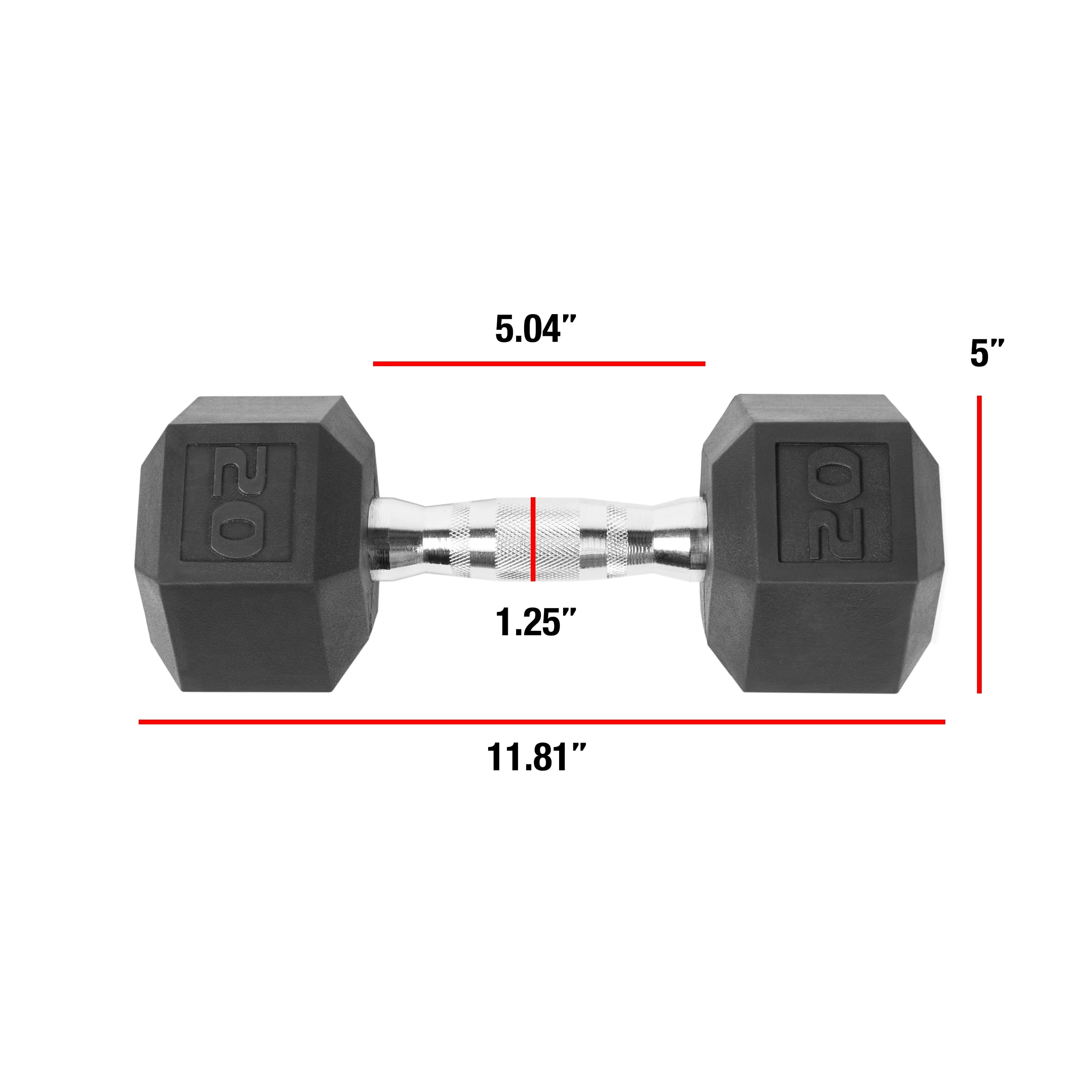 CAP Barbell, 20lb Coated Rubber Hex Dumbbell, Pair