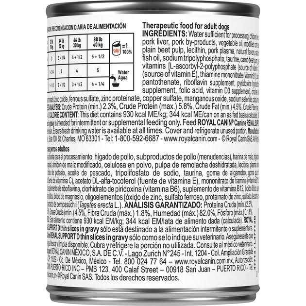 Royal Canin Veterinary Diet Adult Renal Support D Thin Slices in Gravy Canned Dog Food - Pet Supplies online store