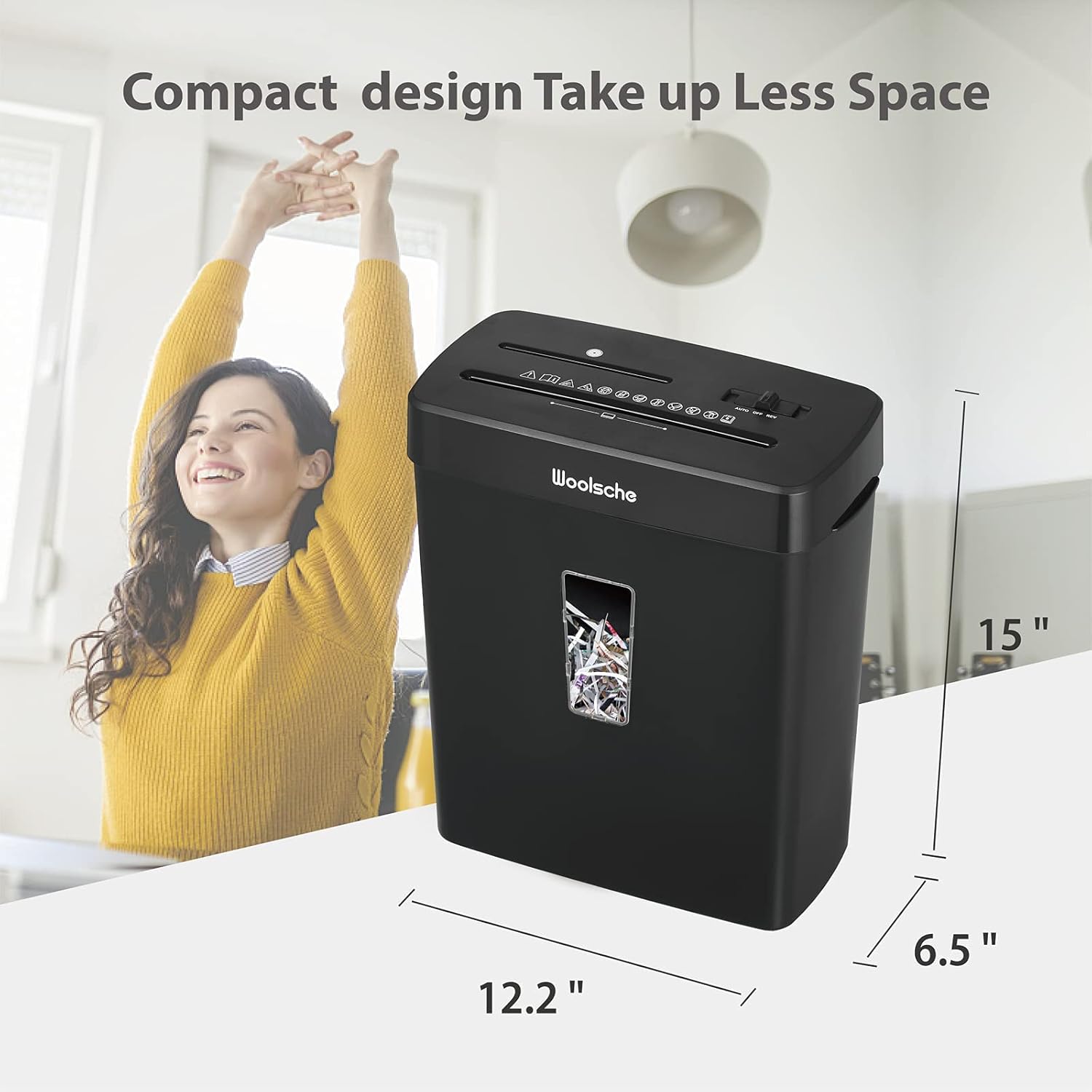 Woolsche CD222P 8-Sheet Cross Cut Paper Shredder with 3.43-Gallon Visible Bin，P-4 Security Level, 3-Mode Design Shred CD and Credit Card Paper Shredder for Home Use Pack of 2