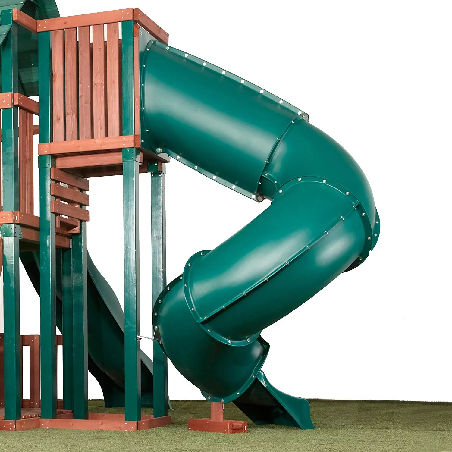 Swing-N-Slide Green Plastic Turbo Tube Slide for Backyard Swing Sets with Lifetime Warranty, For 7 Foot Deck Heights