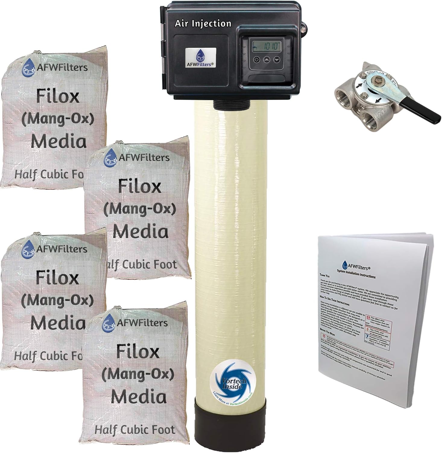 Abundant Flow Water AFW Filters Air Injection Platinum 20 with Fleck 2510SXT and 3/4" Bypass - AIP20-25SXT-34 - For Iron Hydrogen Sulfide Rotten Egg Odor Manganese