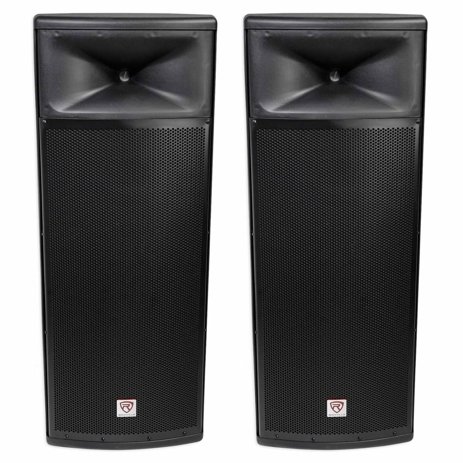 Pair Rockville SPGN254 Dual 15 3000W 4-Ohm Passive DJ PA Speaker/ABS Cabinet