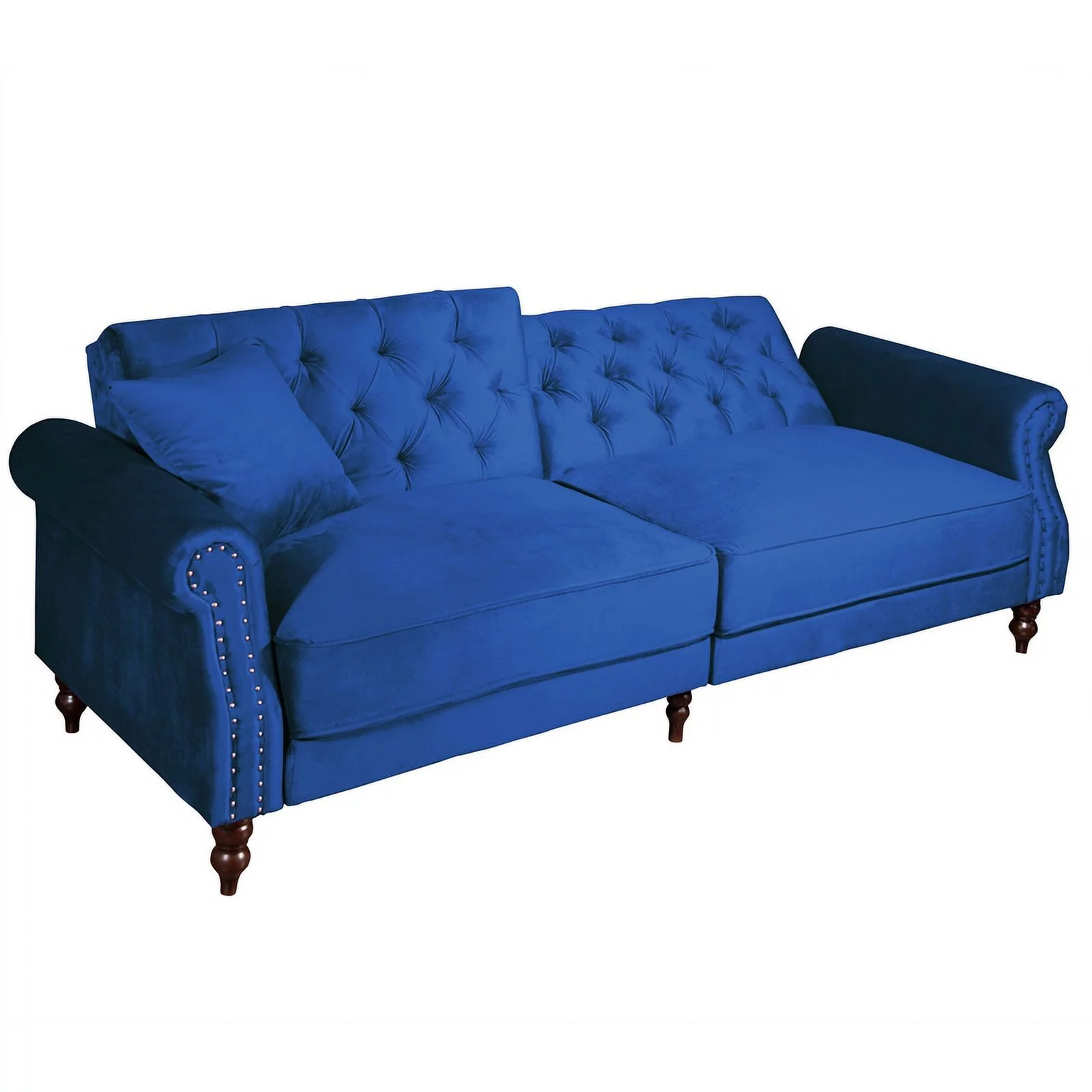 87.8'' Convertible Blue Velvet Sofa Bed Sleeper