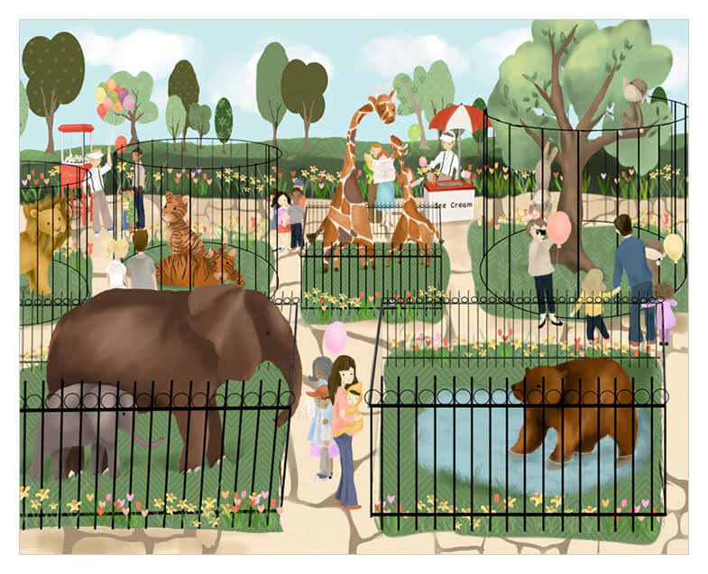Oopsy Daisy A Day at The Zoo Canvas Art Size: 18x22 H x 24x22 W x 1.5x22 D