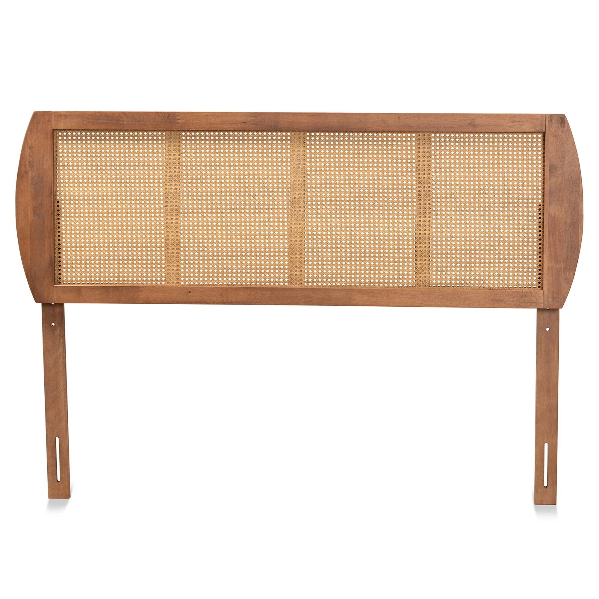 Baxton Studio Harris Ash Walnut Wood and Synthetic Rattan Headboard King