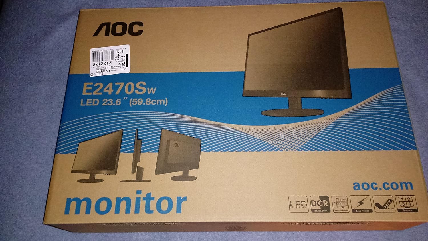 AOC e2470swd 24" LED Monitor 1920x1080 20M:1 DCR, VGA/DVI, Wall Mountable