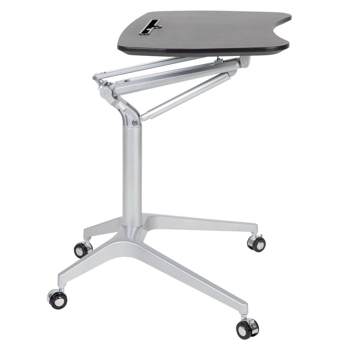 Flash Furniture Mobile Sit-Down Stand-Up Black Computer Ergonomic Desk with 28.25x22W Top - Adjustable Range 29x22- 41x22