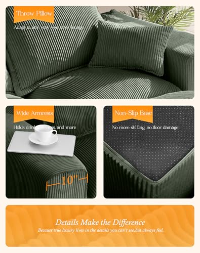 107" Comfy Cloud Couch with L-Shape Chaise & Deep Seat, Modular Sectional Sofa in a Box, Boneless Upholstered Couches for Living Room, No Assembly Required (Soft Corduroy, Black)