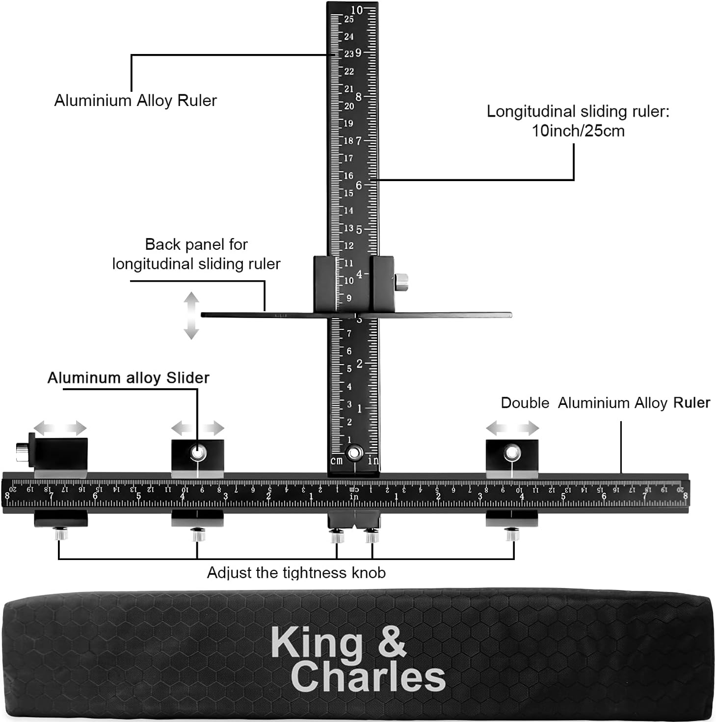 King&Charles Cabinet Hardware Jig, Aluminum Alloy Cabinet Handle Jig - Cabinet jig for handles and pulls, Drill Guide Sleeve Drawer Pull Jig Tool for Cabinet Knobs Pulls.