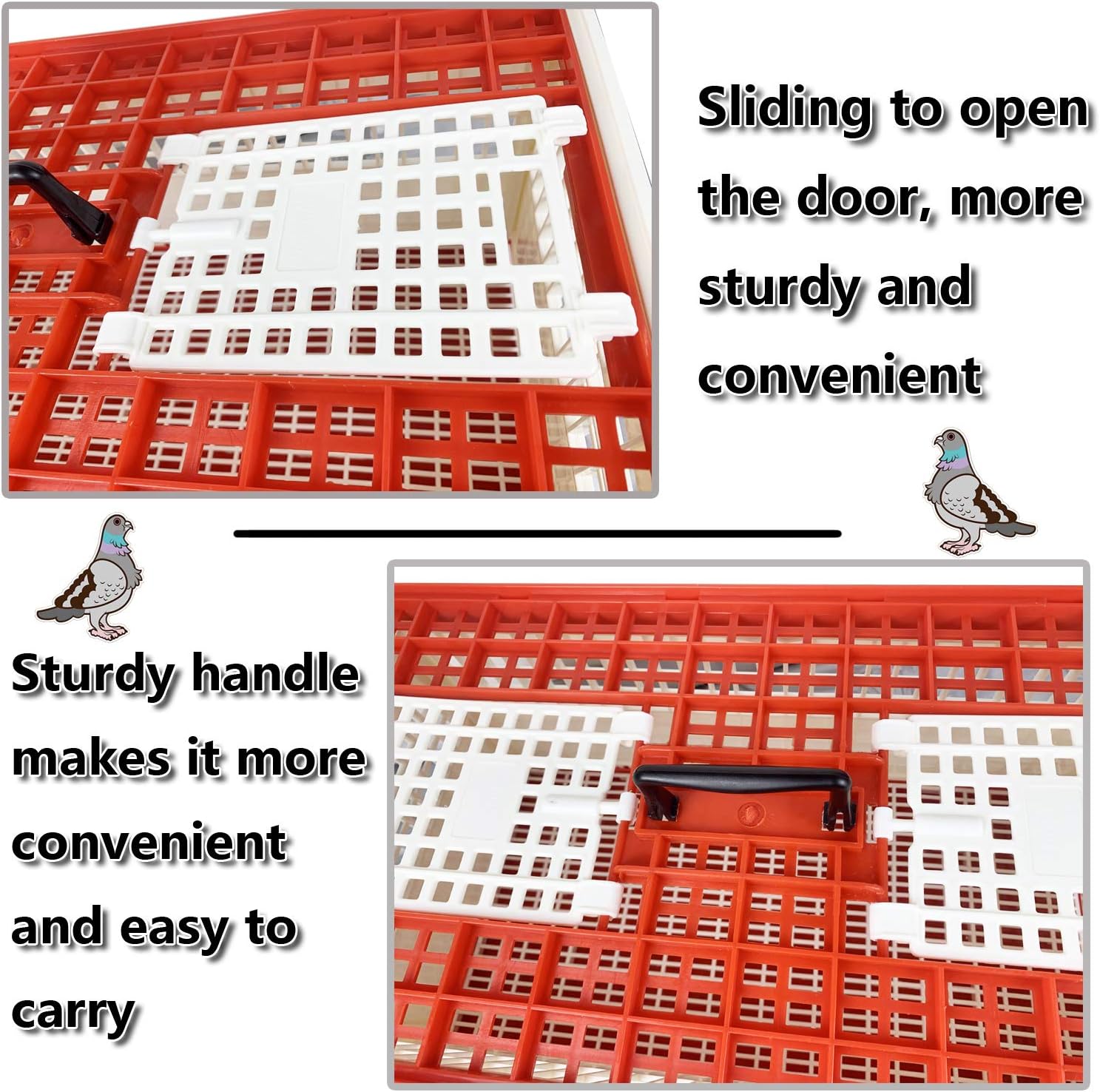 Plastic Pigeon cage Portable Foldable Plastic Transportation Poultry Transportation Bird cage Hunting cage Coop 24×12×9in Chicken cage